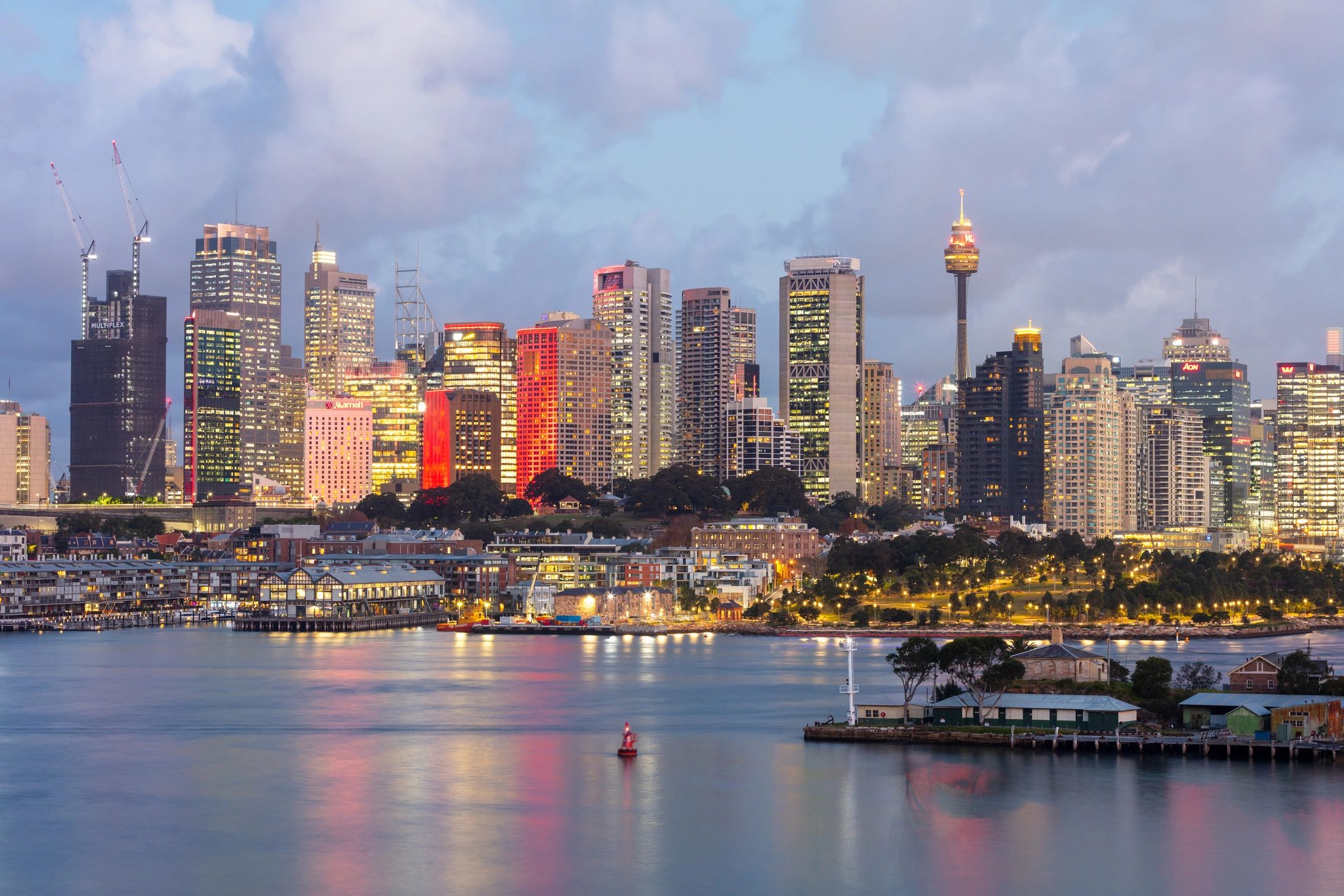 Sydney downtown skyline at dusk, New South Wales, Australia